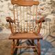 Vintage French Beech Rocking Chair – Mid-20th Century Windsor Style