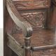 Unique 18th-century English oak wainscot chair with amazing woodcarving