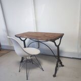 Bistro table/wooden top with cast iron legs