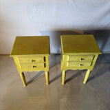 Pair of vintage carved wooden bedside tables.