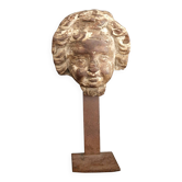 Sculpture. Tête d'ange ancienne en bois.
