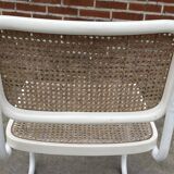 Set of 4 Cesca b32 model chairs in white by Marcel Breuer