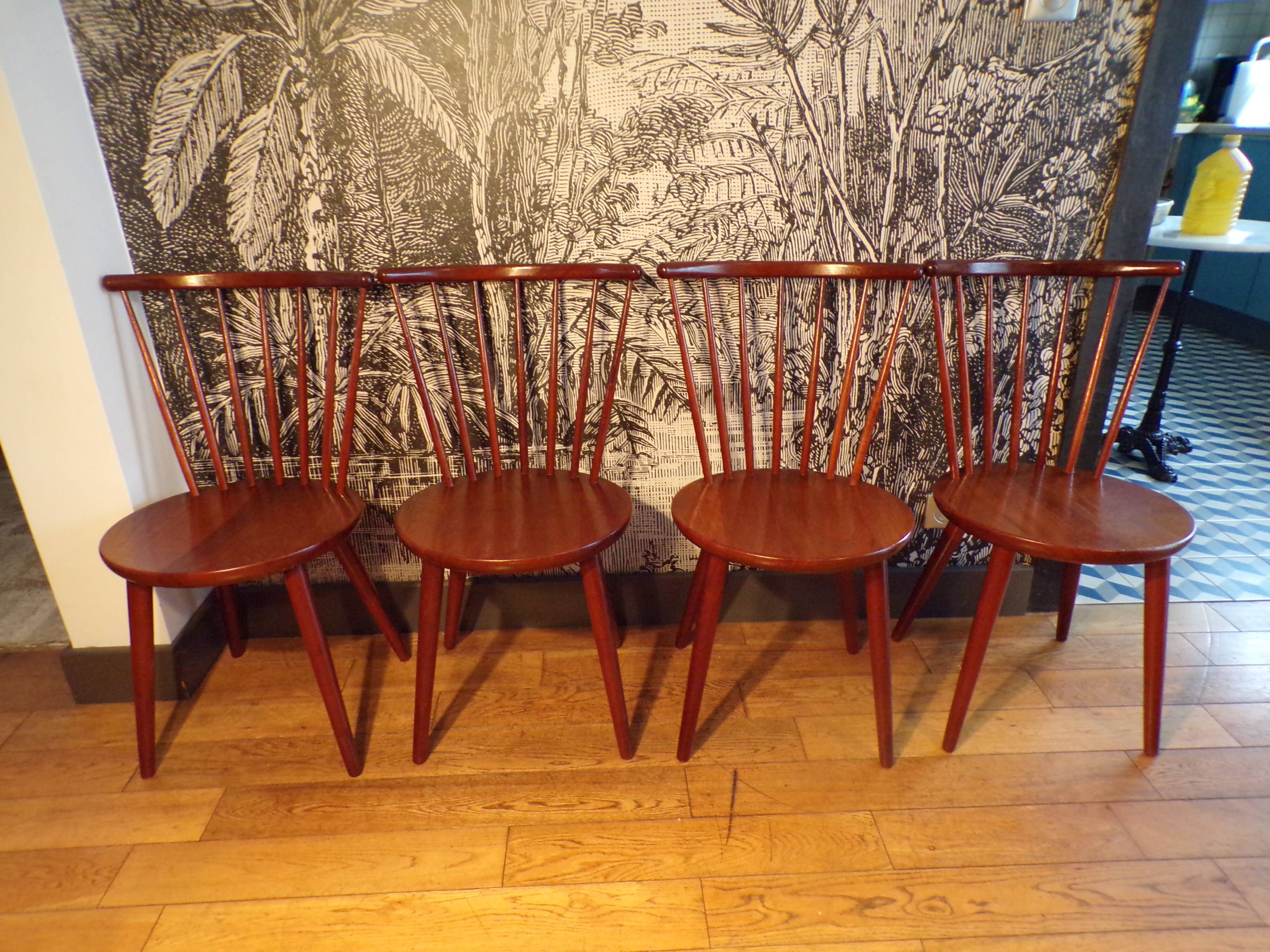 Set of 4 Scandinavian teak chairs.