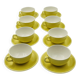 Set of 8 Vintage Boch Frères Yellow Cups and Saucers