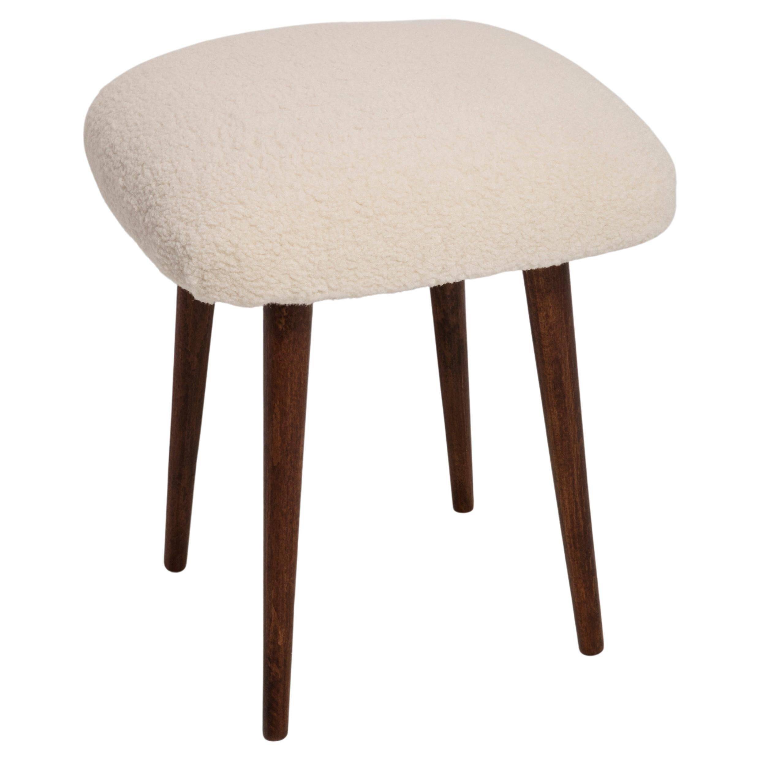 Light Beige Boucle Stool Mid-Century Modern, Europe, 1960s
