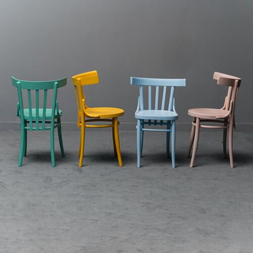 Ensemble de 4 chaises multicolore bois 50s vintage moderne