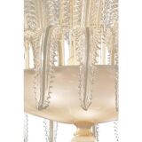 Contemporary Venetian White and Gold Leaves Murano Style Glass Chandelier