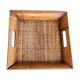 Square vintage serving tray in bamboo and wicker