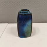 Vase in several shades of blue, from Danish Stogo art pottery. Estimated 1970-1980s