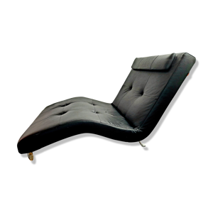 chaise longue en cuir - noir