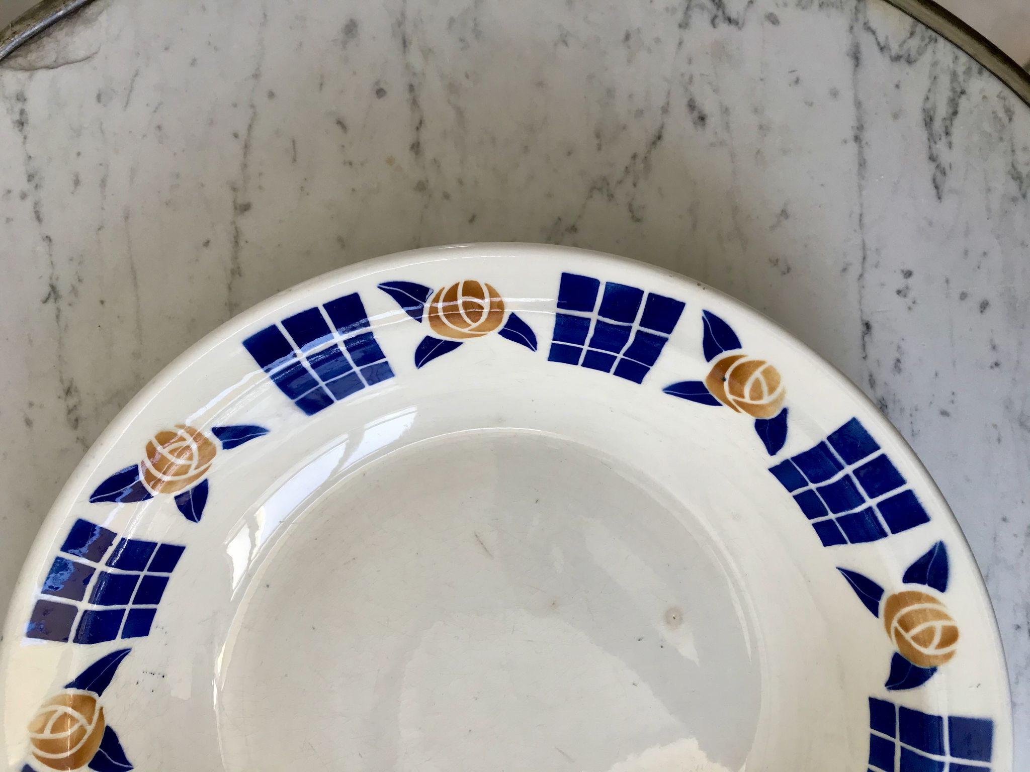 Hollow dish / salad bowl badonviller with geometric patterns 30s