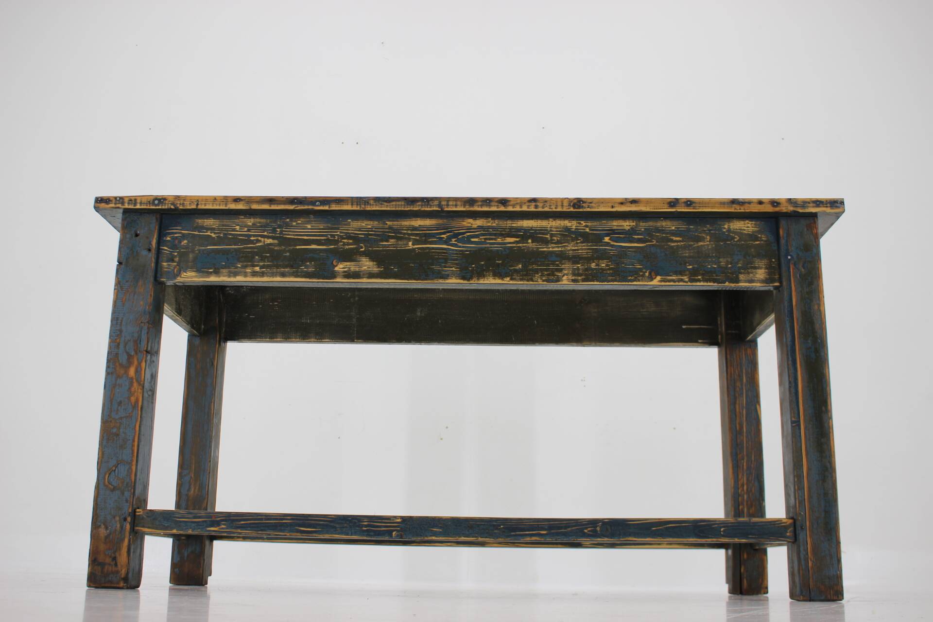 1950s Patinated Pine Tree Wooden Table, Czechoslovakia