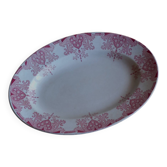 Old oval dish, iron earthenware serving dish k. & g. luneville “Moorish” model.