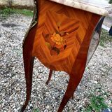 Tables de chevets en marqueterie plateau marbre style louis xv
