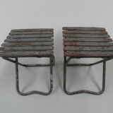 Ensemble industriel de 2 tables d’appoint métalliques