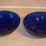 Set of 2 low cuts in transparent blue glass