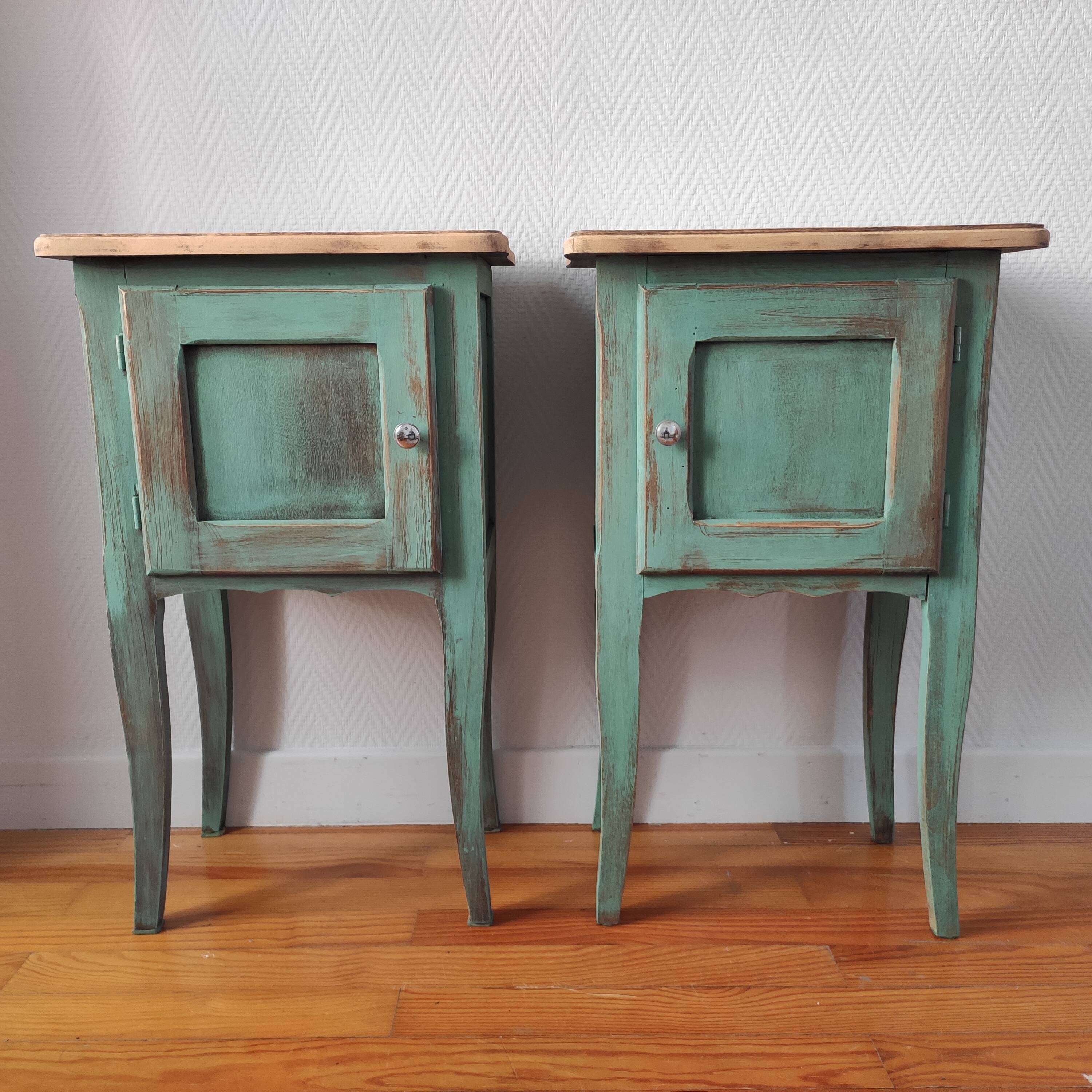 Pair of weathered bedside tables