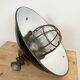 Black Enamel and Cast Iron Industrial Cage Pendant Light, 1950s
