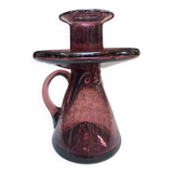 Vintage blown glass candle holder in purple Biot