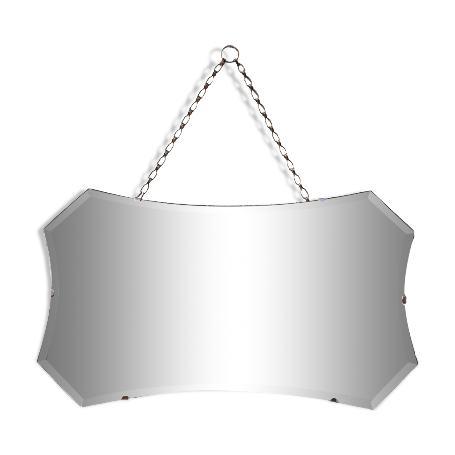 Vintage wall mirror with beveled chain