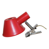Adjustable clamp spotlight in red lacquered metal - vintage design