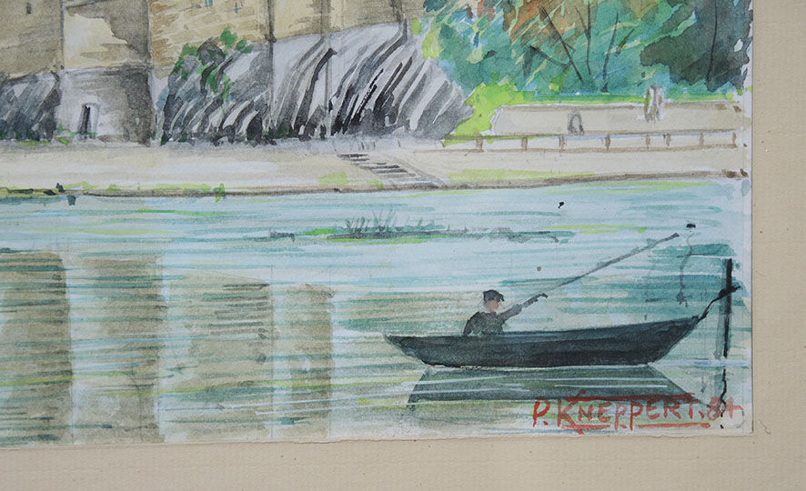 Watercolor painting signed P. Kneppert, The Castle