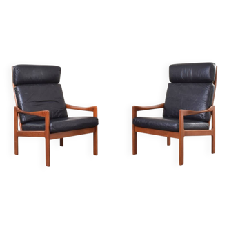 Mid-Century Teak Lounge Chairs by Illum Wikkelsø for Niels Eilersen, 1960s.