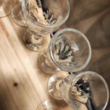 12 small twisted bistro glasses, 19th century