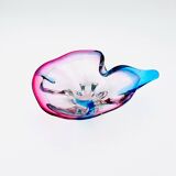 Murano Crystal Sommerso Organic Sculpture Bowl - Blue & Fuchsia