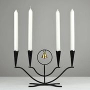 Four-Candle Candelabra with Brass Bell — Ystad-Metall, Sweden, 1950s