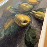HSP painting "Clos Fleuri - Pears" signed P. Toutain (?) + frame