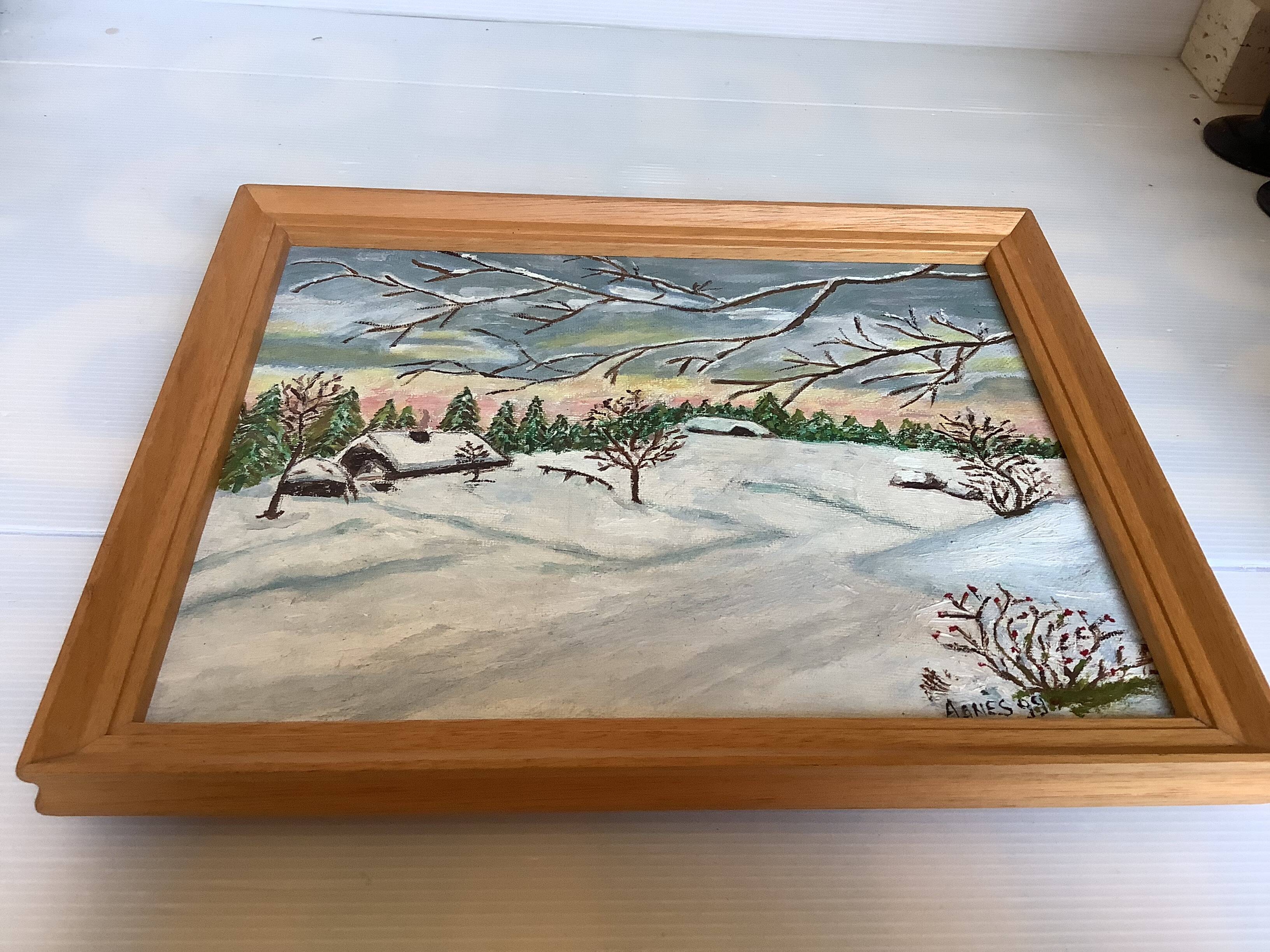 Winter landscape under snow oil on canvas signed