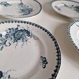 Set of 6 old flat ironstone plates from St Amandinoise, Louis XV