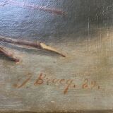 Painting "Gardened Rose Jetty" Flowers by Pierre Jules BROCQ (1811-?)