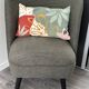 Compact armchair in green/grey chenille fabric