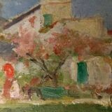 Peinture à l'huile de paysage sur tablette Début des années 1900 Italie