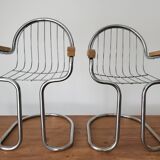 Set of iron and wood armchairs