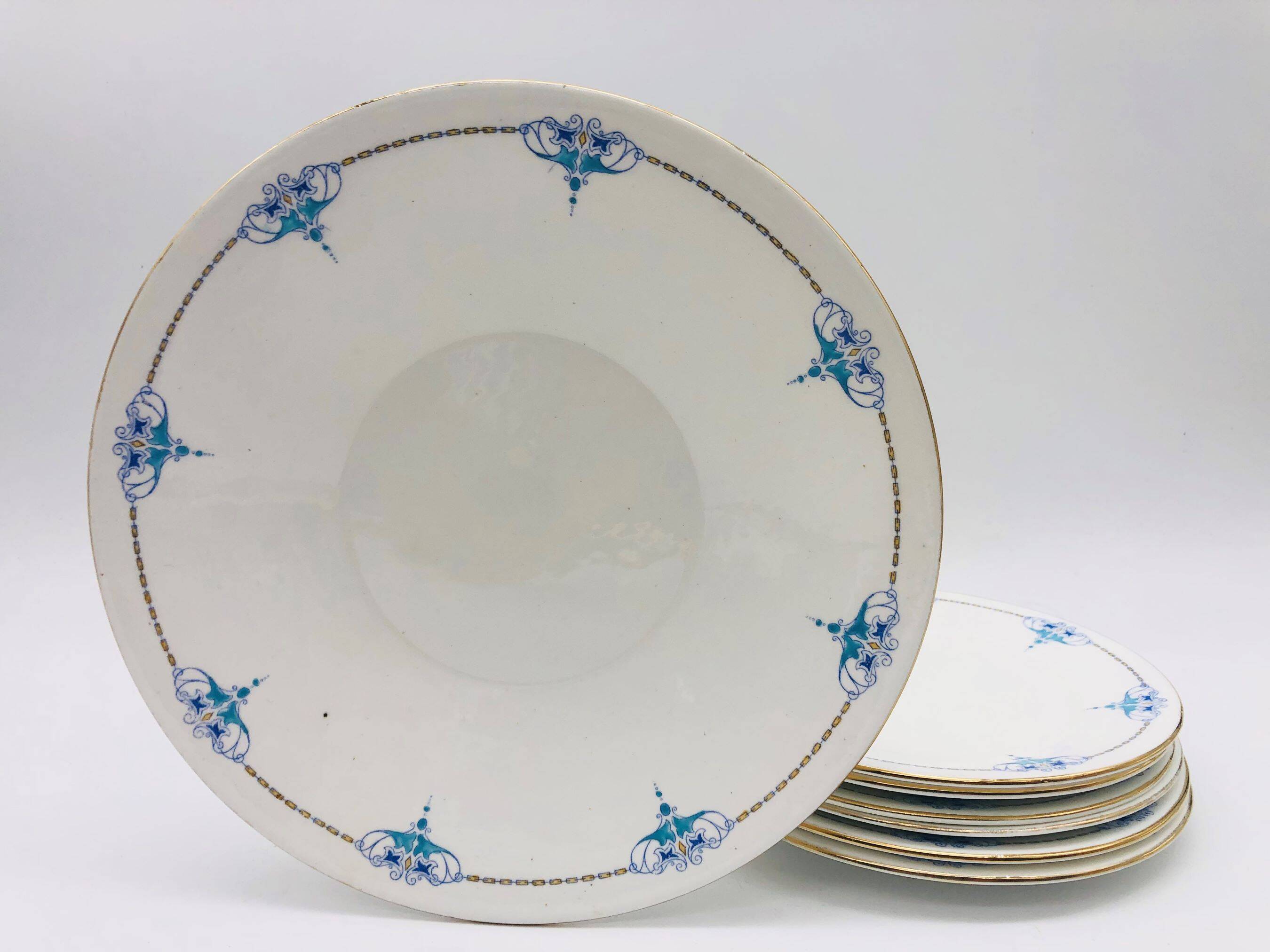 6 Dessert plates and a “Shelley - England” serving dish
