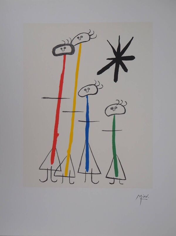 Joan MIRO : Famille surréaliste à l’étoile - Lithographie signée