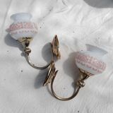 Pair of wall sconces with floral lampshades