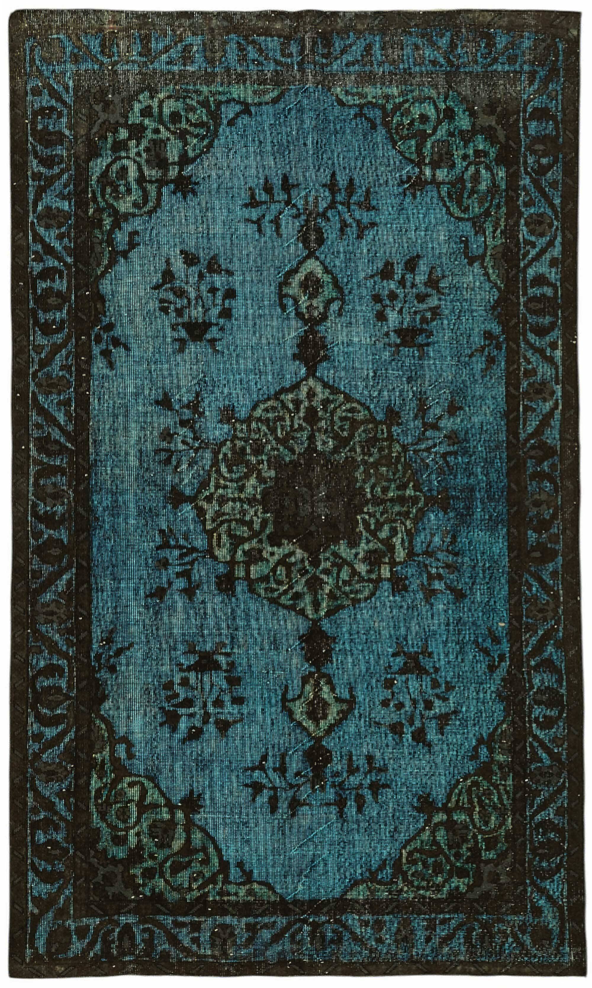 Overdyed Wool Vintage Handmade Carved Rug 169 cm x 288 cm