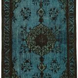 Overdyed Wool Vintage Handmade Carved Rug 169 cm x 288 cm