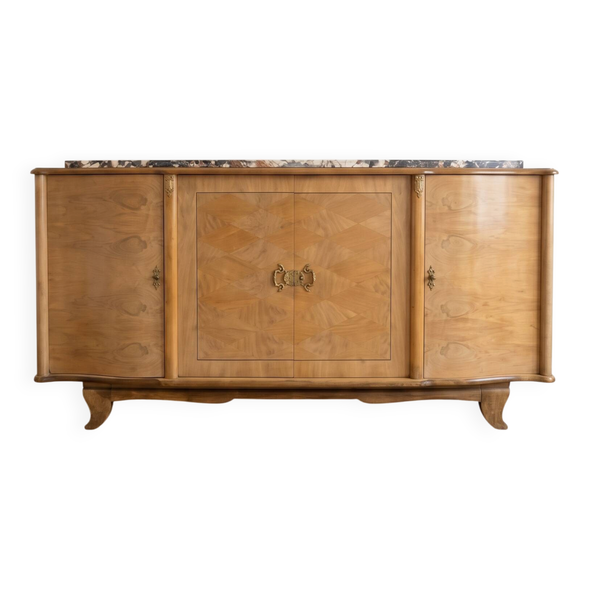 Art Deco buffet in light wood and marble
