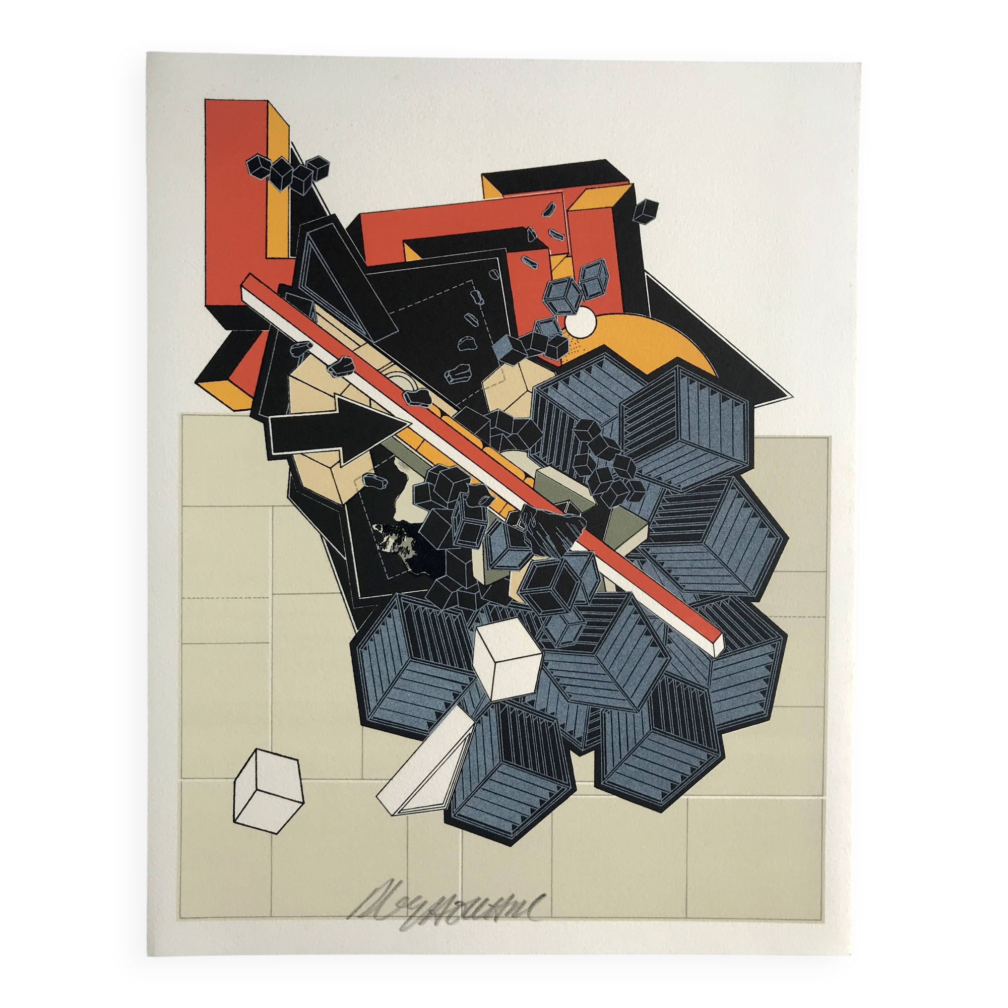 Alain le yaouanc, la terre, 1978. lithographie originale signée au crayon