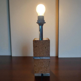 Vintage Modernist Table Lamp Base – Cork and Chrome Design — 1970s