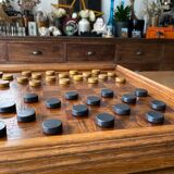 Old wooden checkers board