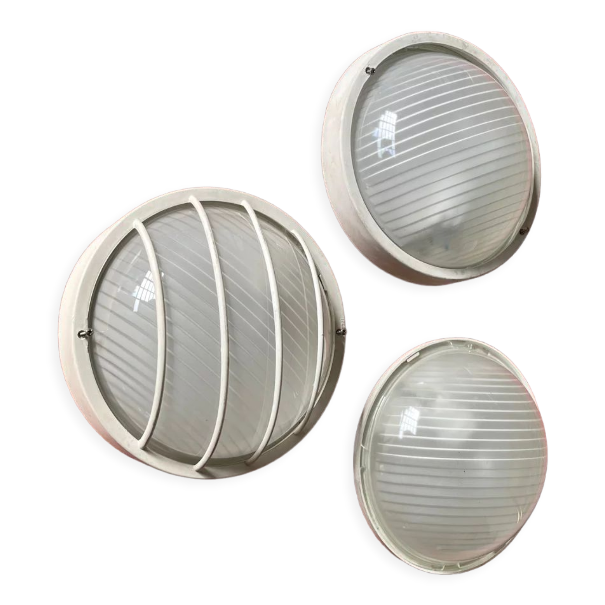Lot de 3 plafonniers en verre Prisma années  90