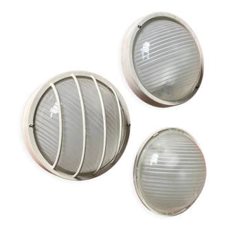 Set of 3 Prisma glass ceiling lamps 90s