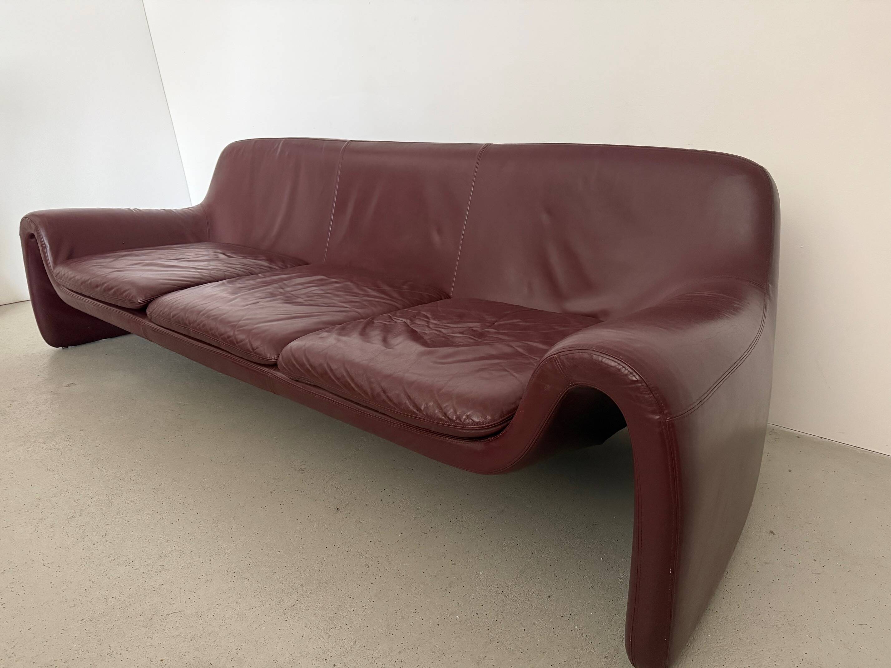 Sculptural 3-seater Leather Sofa by Cinova, Italy 1970s