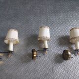 3 brass sconces with lampshade, 50